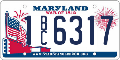 MD license plate 1BC6317