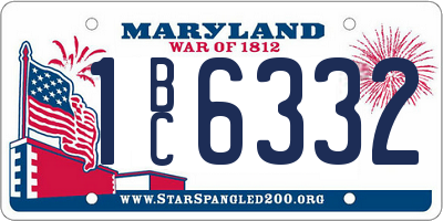 MD license plate 1BC6332