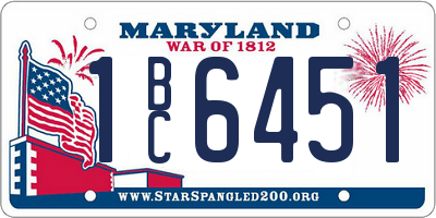 MD license plate 1BC6451
