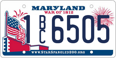 MD license plate 1BC6505