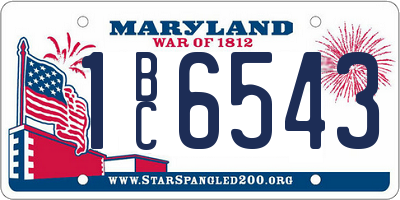 MD license plate 1BC6543