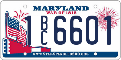 MD license plate 1BC6601