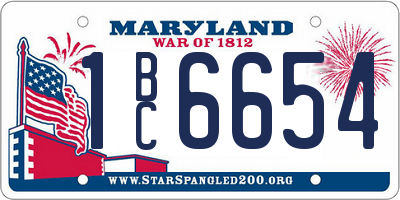 MD license plate 1BC6654