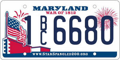 MD license plate 1BC6680