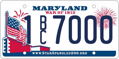 MD license plate 1BC7000