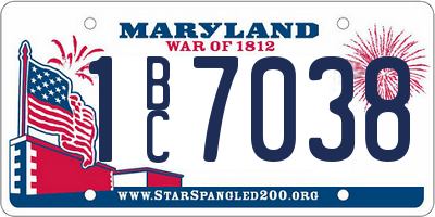 MD license plate 1BC7038