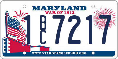 MD license plate 1BC7217