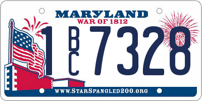 MD license plate 1BC7328