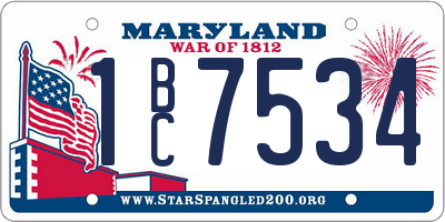 MD license plate 1BC7534