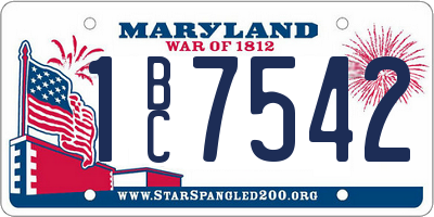 MD license plate 1BC7542