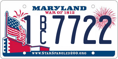 MD license plate 1BC7722