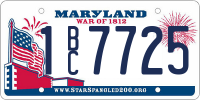 MD license plate 1BC7725