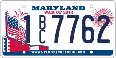 MD license plate 1BC7762