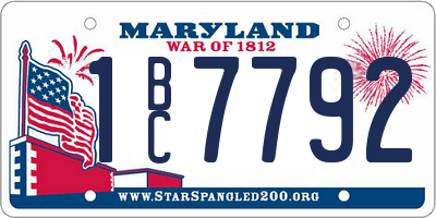 MD license plate 1BC7792