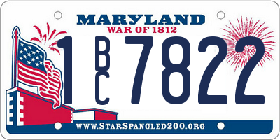 MD license plate 1BC7822