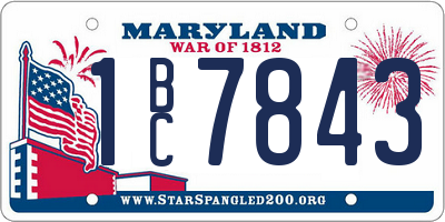 MD license plate 1BC7843