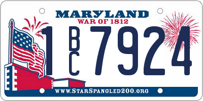 MD license plate 1BC7924