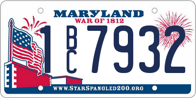MD license plate 1BC7932