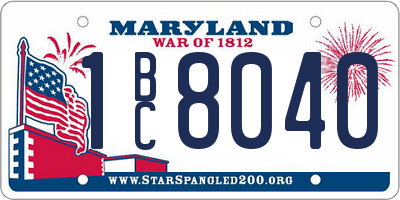 MD license plate 1BC8040