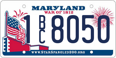 MD license plate 1BC8050