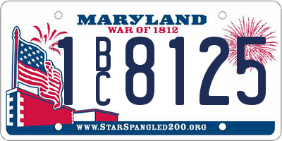 MD license plate 1BC8125