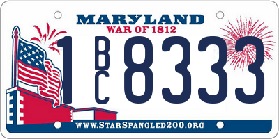 MD license plate 1BC8333