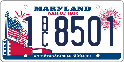 MD license plate 1BC8501