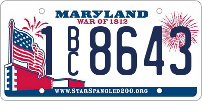 MD license plate 1BC8643