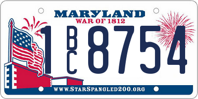 MD license plate 1BC8754