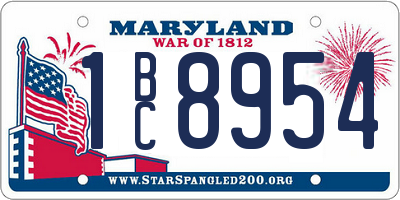MD license plate 1BC8954