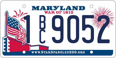 MD license plate 1BC9052