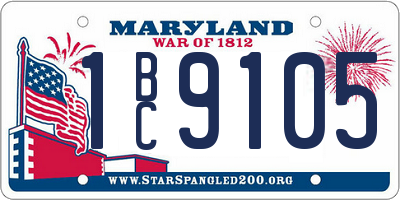 MD license plate 1BC9105