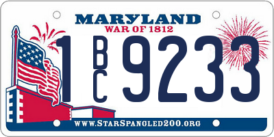 MD license plate 1BC9233