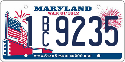 MD license plate 1BC9235