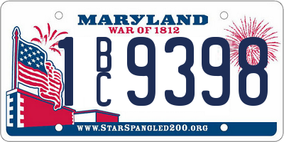 MD license plate 1BC9398