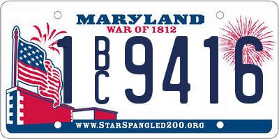 MD license plate 1BC9416