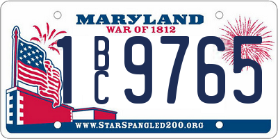 MD license plate 1BC9765
