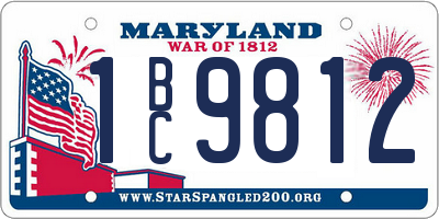 MD license plate 1BC9812