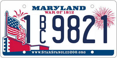 MD license plate 1BC9821