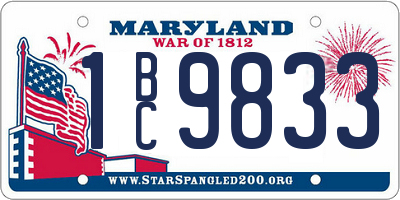 MD license plate 1BC9833