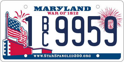 MD license plate 1BC9959
