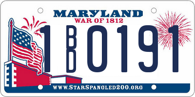 MD license plate 1BD0191