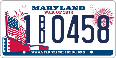 MD license plate 1BD0458
