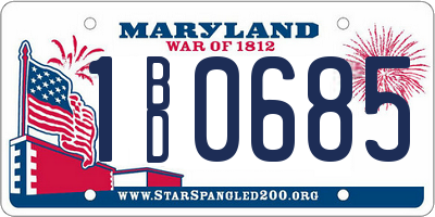 MD license plate 1BD0685