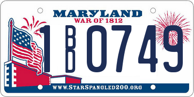 MD license plate 1BD0749