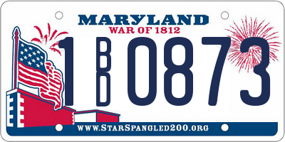 MD license plate 1BD0873