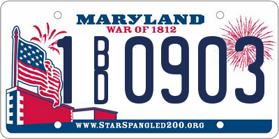 MD license plate 1BD0903
