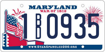 MD license plate 1BD0935