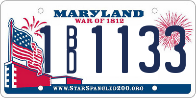 MD license plate 1BD1133