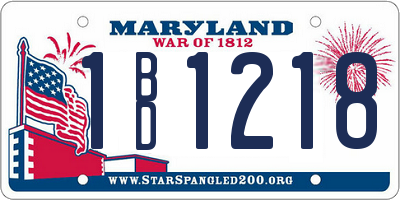 MD license plate 1BD1218